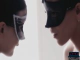 Big boobs lesbian brunettes dildo fucking each other